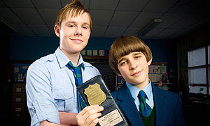 Sebastian Charles as Red Sharkey and Rory Elrick as Fletcher 'Half' Moon in Half Moon Investigations