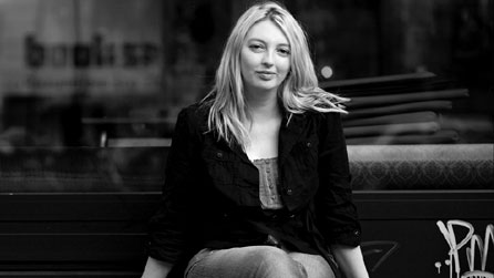 Black and white photograph of Rachel Trezise