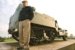 Putnam Flint with an old half-track in Rohrbach, near Bitche, in Lorraine (France) (courtesy/© John Gimlette)
