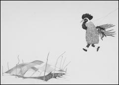 Ink and pencil on paper drawing