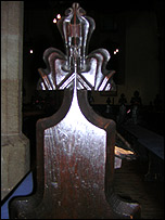Ornate end of the St Botolph's pews