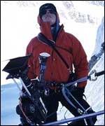 Keith looks up while trying to set up a shot