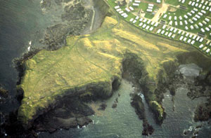 An aerial photograph of the site of Eyemouth fort. © Scottish Borders Council.
