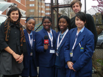 Anjana Gadgil with students from Our Lady's Convent School, Stamford Hill
