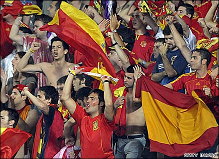 Spanish fans roar on their team