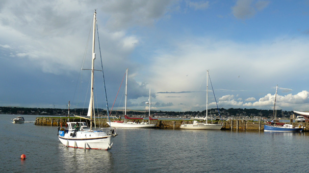 Yacht entering Tayport Harbour