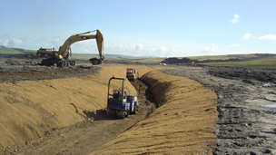 Artificial channel of the River Nith under construction.