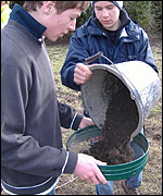 Students at archeological dig in Coxwold