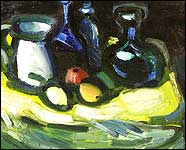 Still Life with Blue Bottles by Theodore Major