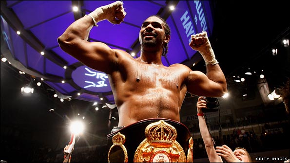 Haye celebrates his victory