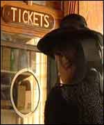 Neena Nerkar purchasing a ticket