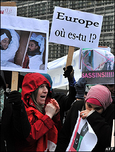 Anti-Gaddafi demonstration in Brussels, 23 Feb 11