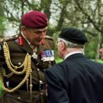 Fred meet General Sir Mike Jackson, head of the British Army at the 60th anniversary of the liberation of Belsen, Hyde Park, London, 12th April 2005.
