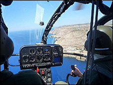 On patrol in Maltese helicopter