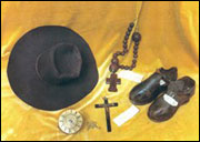  The hat and shoes worn by Mary Ward as she walked across Europe. They can be seen in the Congregatio Jesu Convent in Altötting, Bavaria 