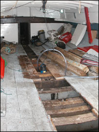 Inside the wherry Albion