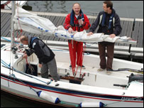 Jonathan Miles on a boat