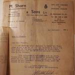 This is the letter my mother Rosa Blumert was given at M. Shorn and Sons, on 1st.Feb/ 43