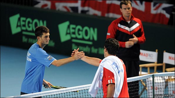 Britain's James Ward won both his singles matches against Tunisia