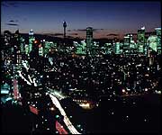 The skyline of Sydney