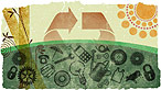 Illustration showing recycling material and recycling logo