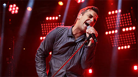 Singer-songwriter Robbie Williams performs at this year's Electric Proms