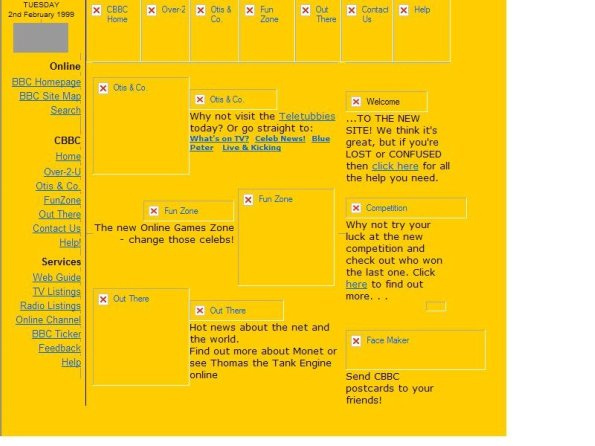 CBBC home page from 1999