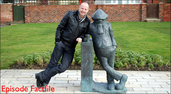 Chris Jackson next to Andy Capp statue
