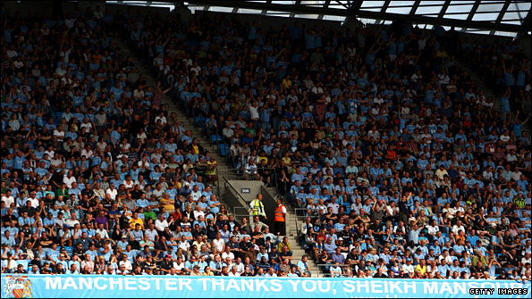 Manchester City fans show their support at Eastlands
