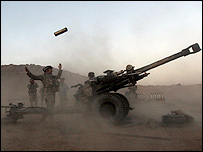 اتحادی فوج کی گولا باری