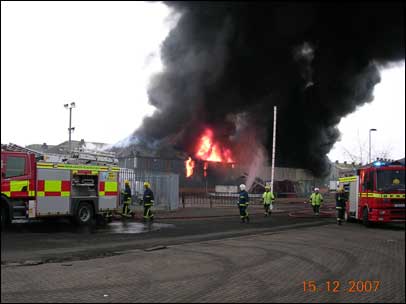 Fire at Allsopp carpet warehouse, Kidderminster