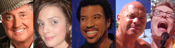 Neil Sedaka, viewer Sinead's friend (Christine lookalike), Lionel Richie, viewer Alan Nicholls (Dom lookalike) and one of The Proclaimers 