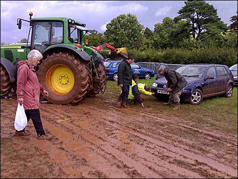 A car is towed away