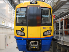 London Overground train at the East London line depot