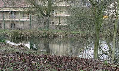 housing development near a pond