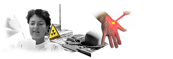 Anne Kathrine Kolstad from the Norwegian Radiation Protection Authority, in Oslo, checks water samples from the Barents Sea, taken near the stricken Russian Nuclear submarine Kursk. Background - The Bhabha Atomic Research Centre on the outskirts of Bombay in India.