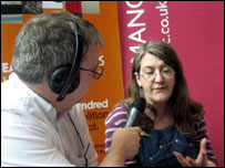 Clare talking with Richard Fair