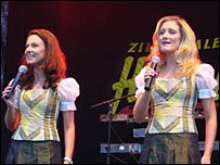 Sigrid and Marina on stage