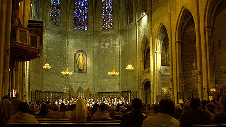 A choir singing in a cathedral