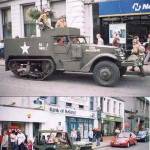 US Army re-enactors in vehicles identical to those Oliver Gibson played on as a child.