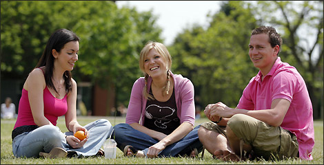 In the pink: students at Reading University
