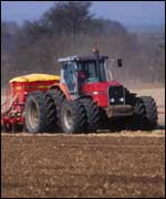 Tractor ploughing a field