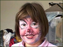 Girl with her face painted