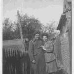 Mary and Kenneth Martin on the morning after their VE Day wedding in Cowley - just before Kenneth sets off back to camp.