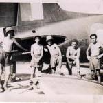 Repairs to 963 after being shot up by Japs. Ken, Jocks Hannah, McNie, Rev, Bunny