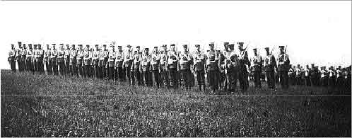 Postcard from William Gregory to his wife, showing his regiment training on Salisbury Plain, 1904