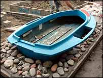 The boat set in concrete