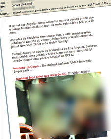 Spam e-mail about Michael Jackson