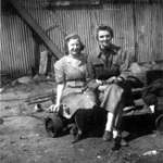 Ena Hawkins and workmate 'Steve' Gadd on a break from the long hours worked by women during the war