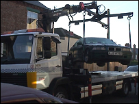 Car being taken